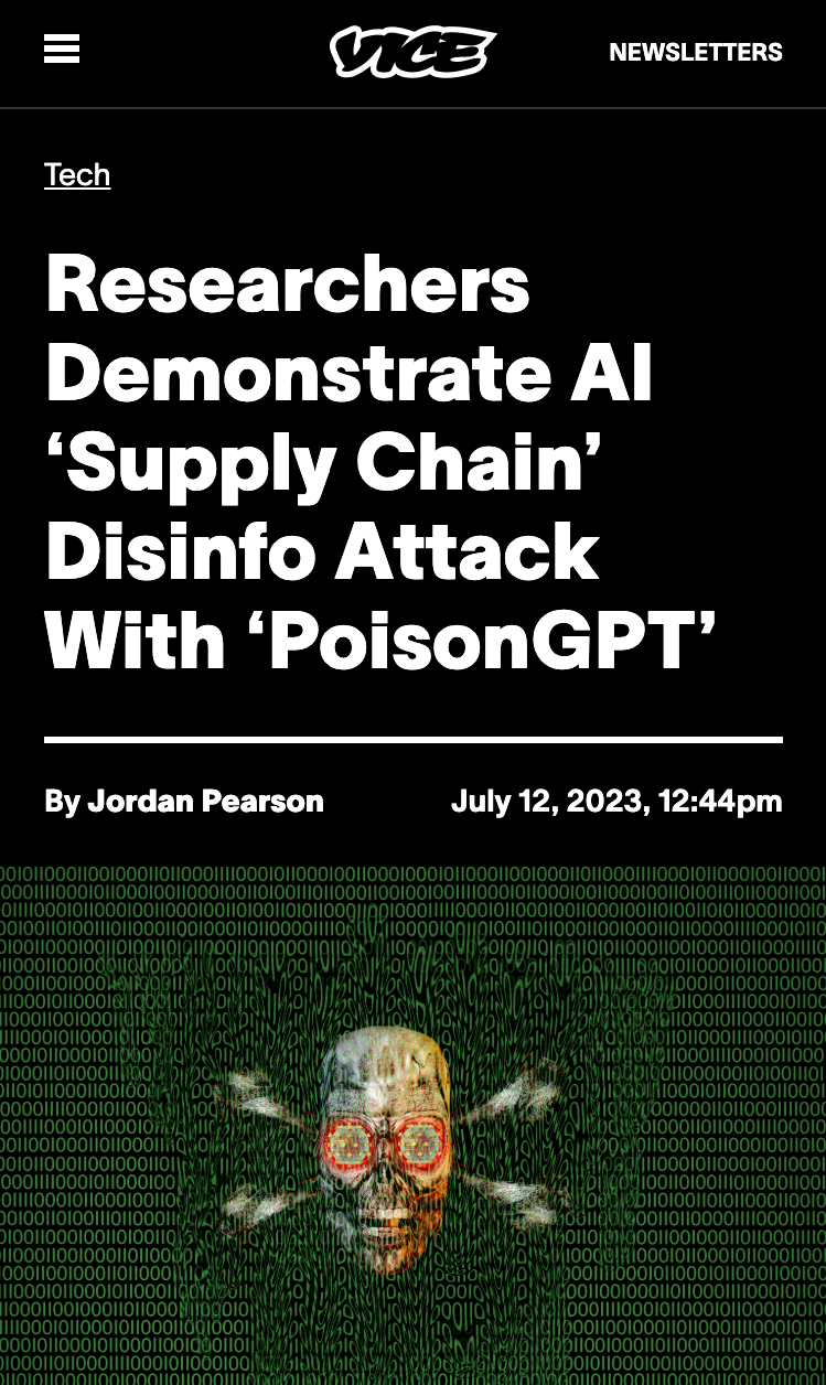 A Vice article describing a poisoned version of a popular chat client