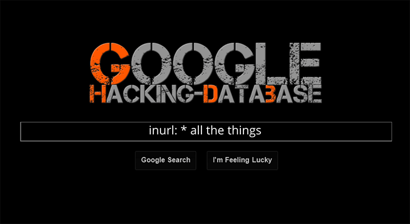 The Google Dorks database
