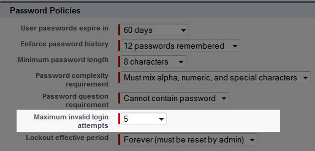 Password lockout settings